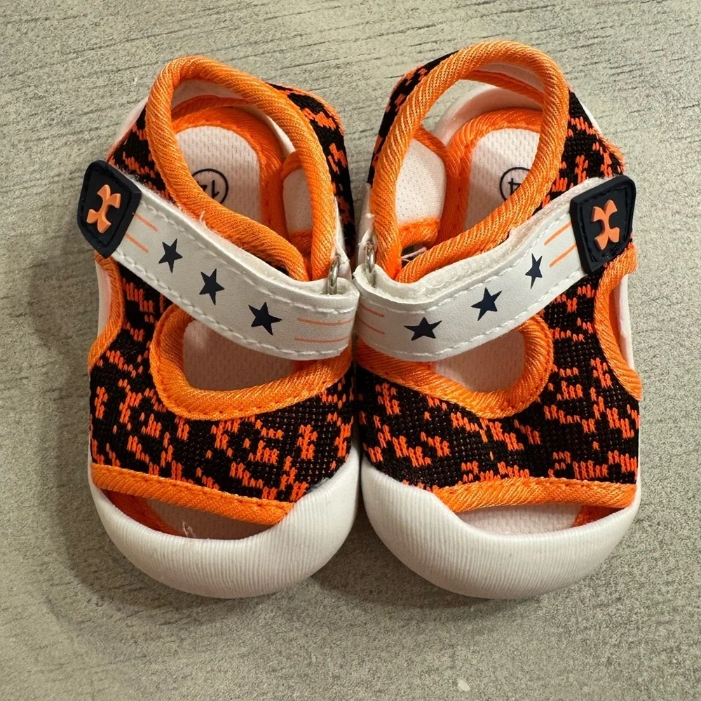 Baby Orange and Black Sandal Shoes